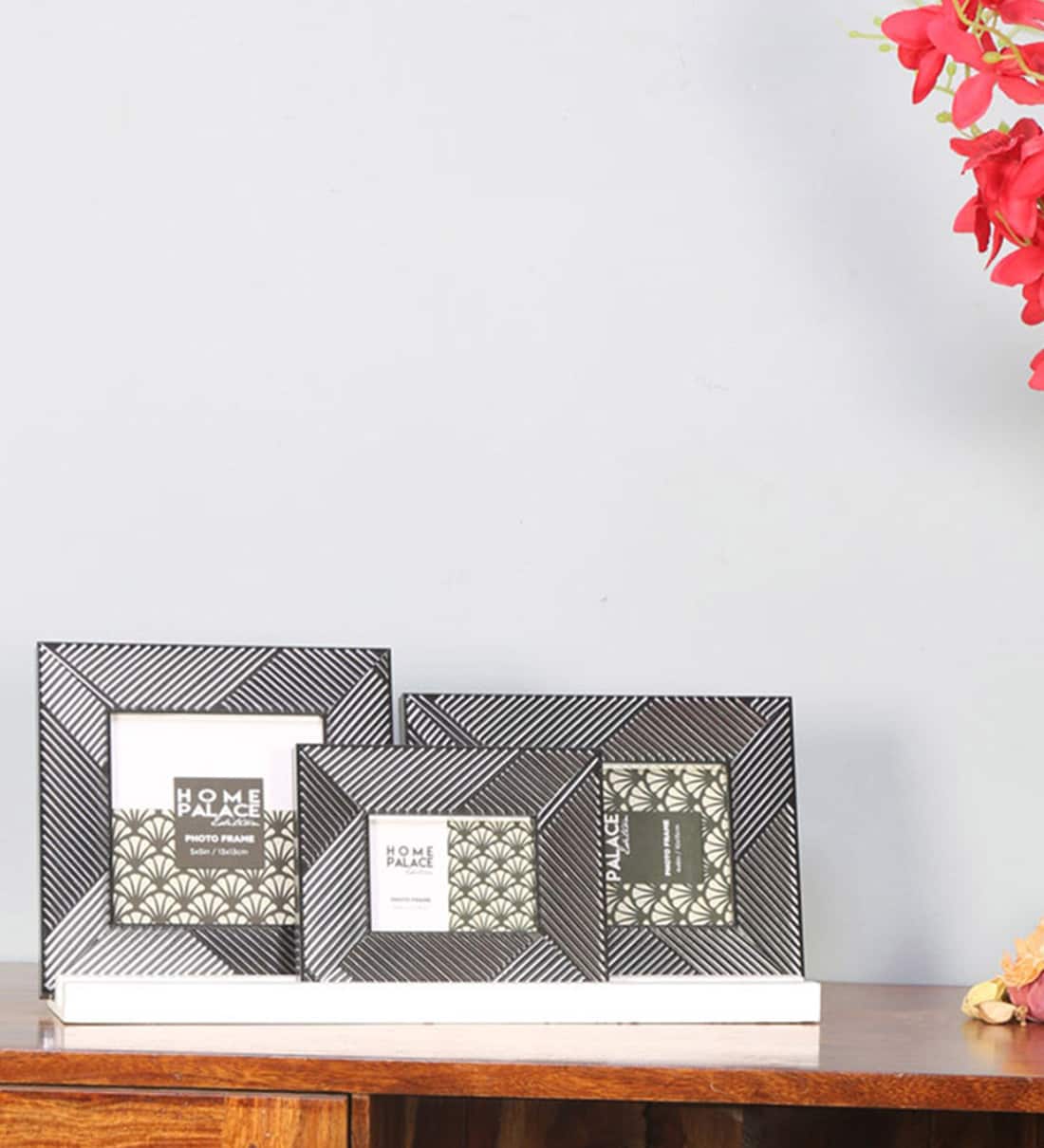 Buy Black Plastic Noir Photo Frame Table Set Of 3 With Stand by home Online Table Photo