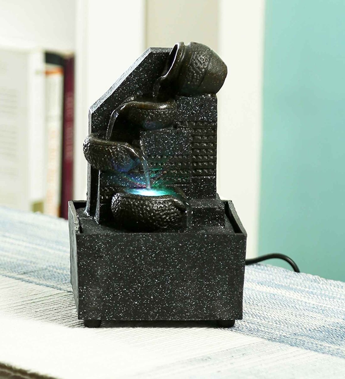 Buy Black Resin Stone Finish Pot Design Indoor Water Fountain by Tayhaa