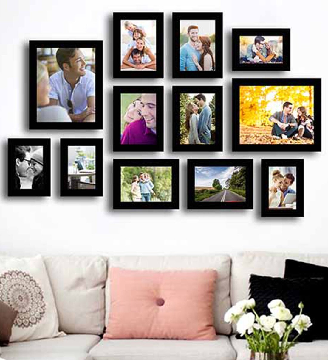 Buy Black Wood Collage Photo Frames Set of 12 by Art Street at 100