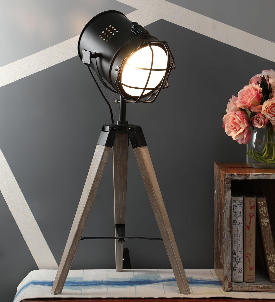 Buy Black Wood Tripod Table Lamp By ODDCROFT at 40 OFF by OddCroft Pepperfry