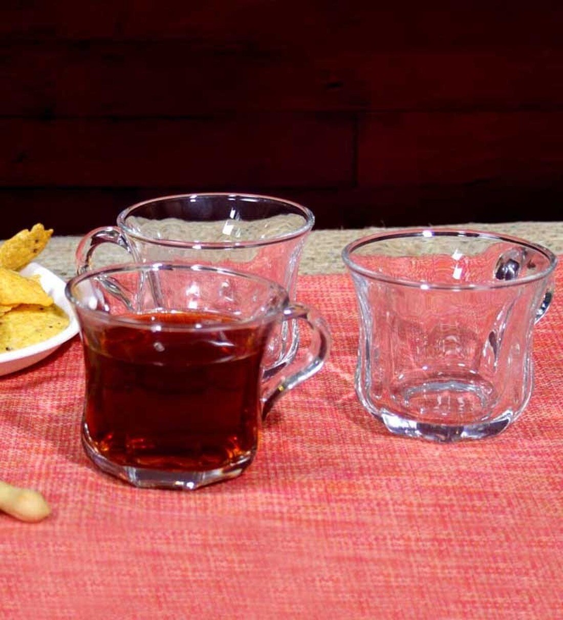 Buy Blinkmax Diamond Curved Glass 250 ML Tea Cups Set Set of 6 Online