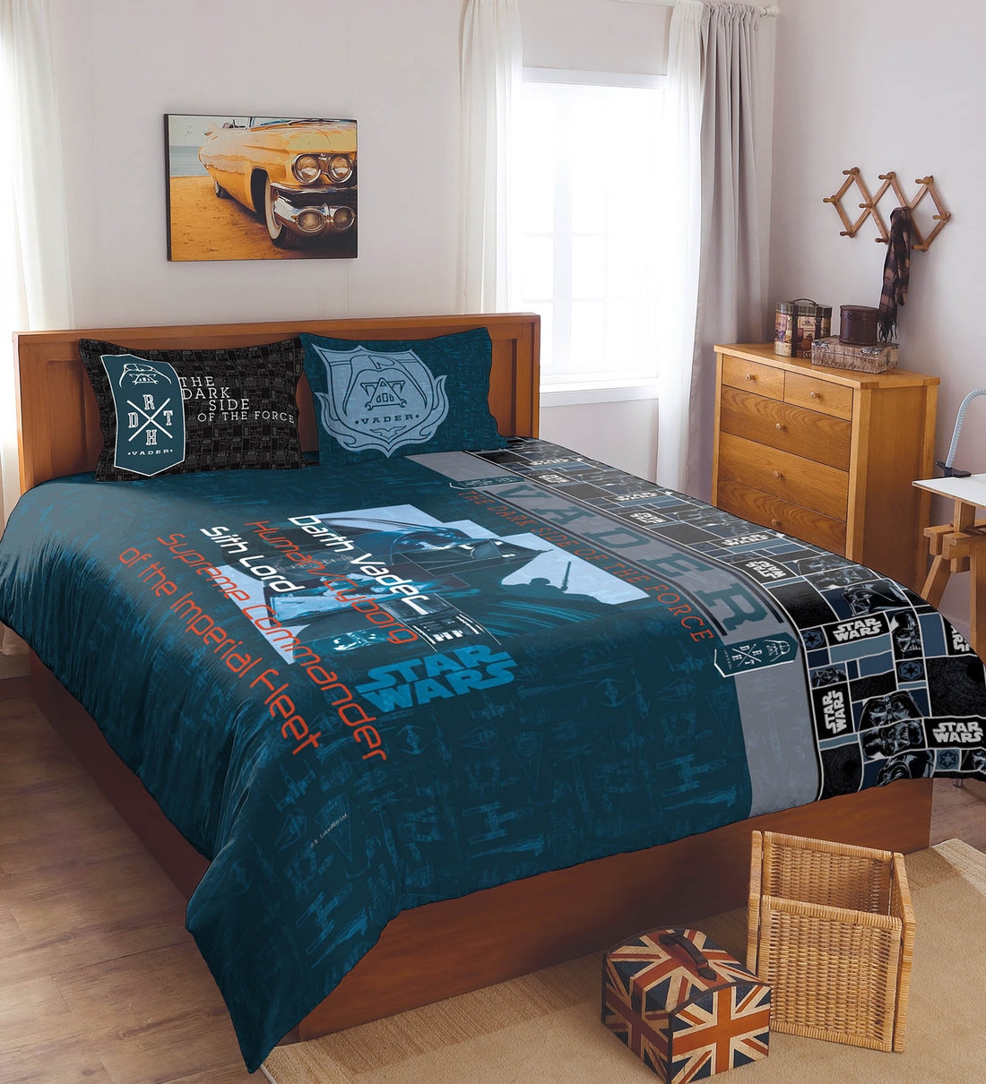 Buy Blue 100 Cotton Queen Size Kids BedsheetSet of 3 by Spaces Online