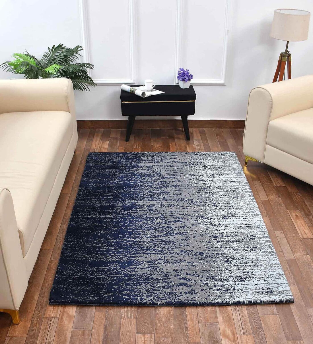 Buy Blue Abstract Polyester 6 x 9 Feet Machine Made Carpet by PRESTO at 40 OFF by PRESTO