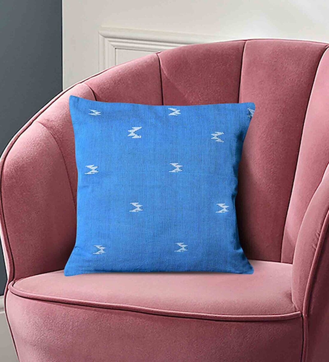 Buy Blue Traditional Cotton 16 x 16 Inches Cushion Cover by ArtEastri