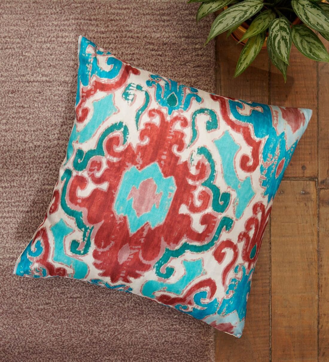 Blue - Pochampally Ikat Cushion Cover (16 x 16 in) 09