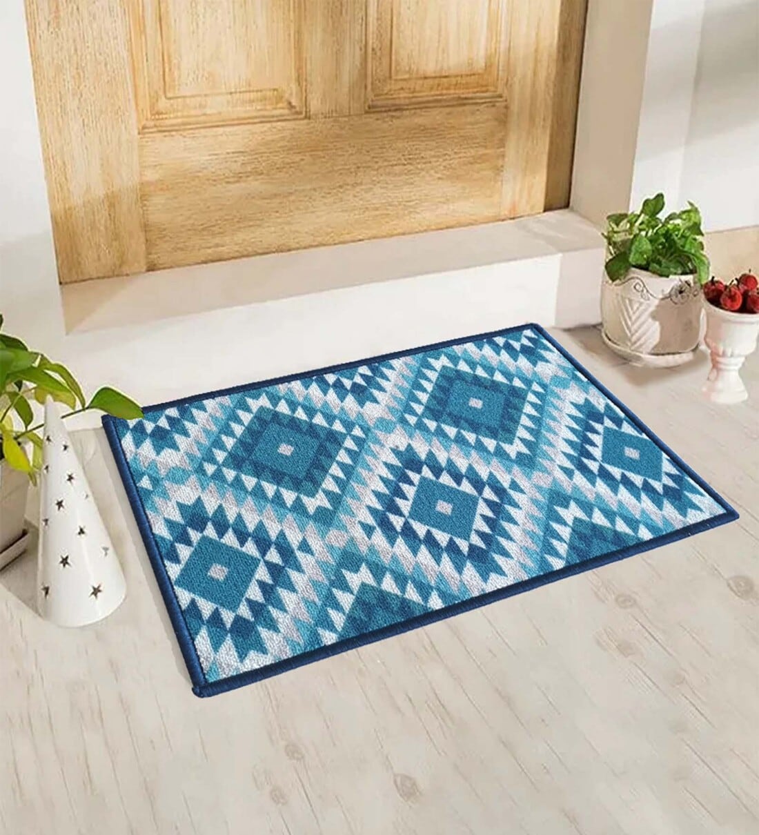 Buy Blue Traditional Nylon 16 x 24 Inches Anti Skid Door Mat by Matz ...