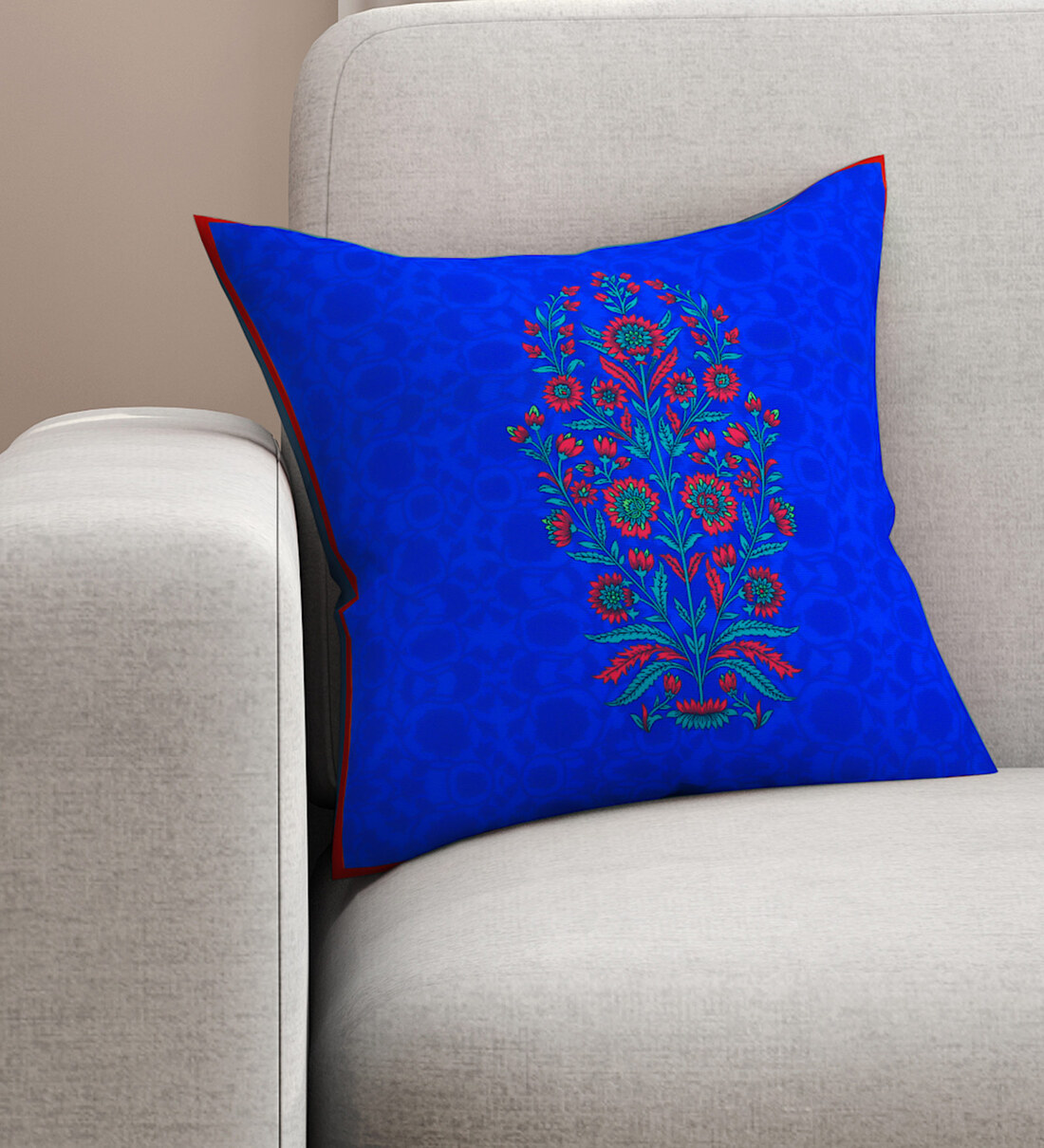 Buy Blue Traditional Premium 16 x 16 Inches Cushion Cover by SEJ by