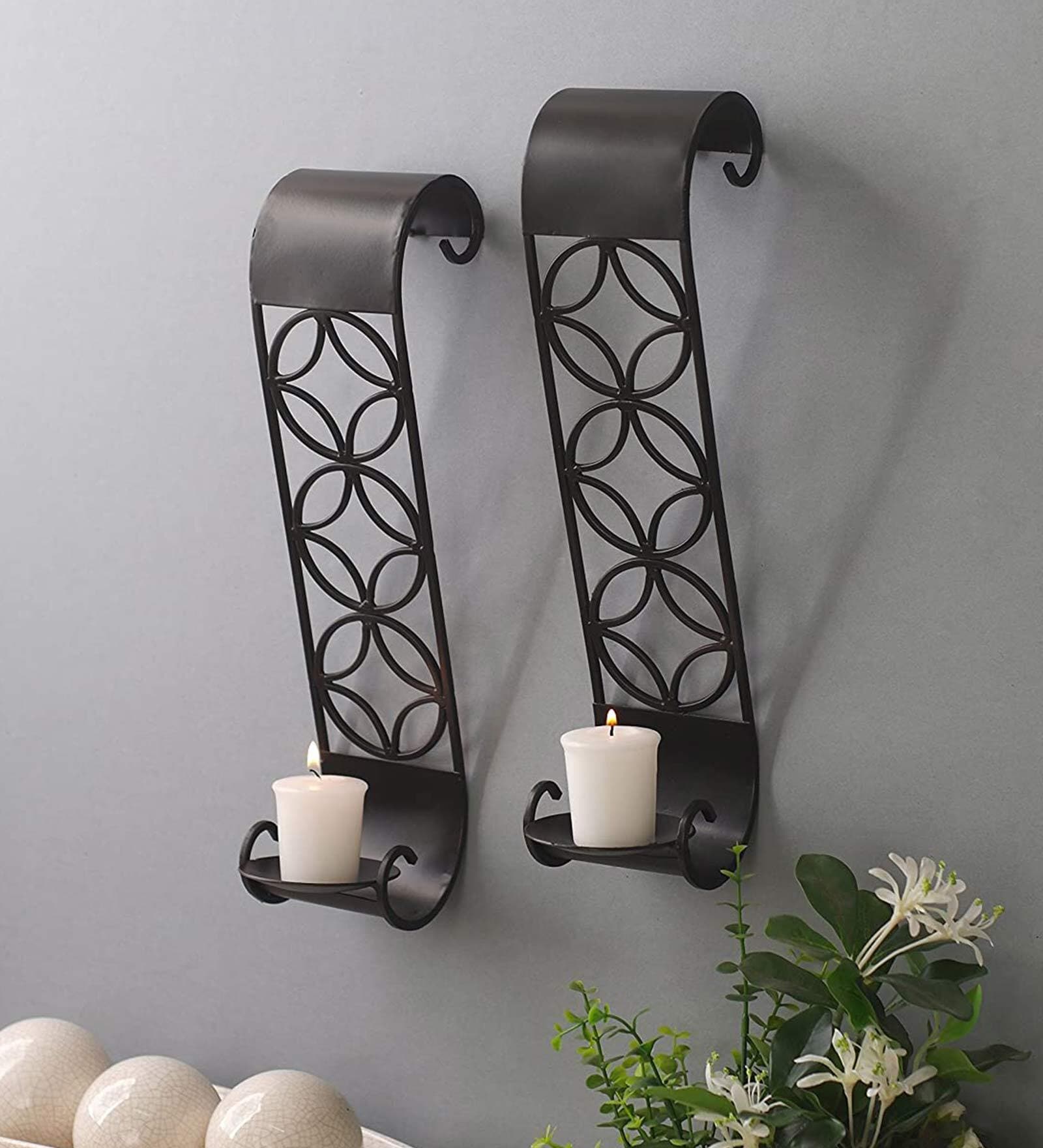 Buy Black Iron Wall Candle Holder Set Of 2 Pieces at 29 OFF by Hosley