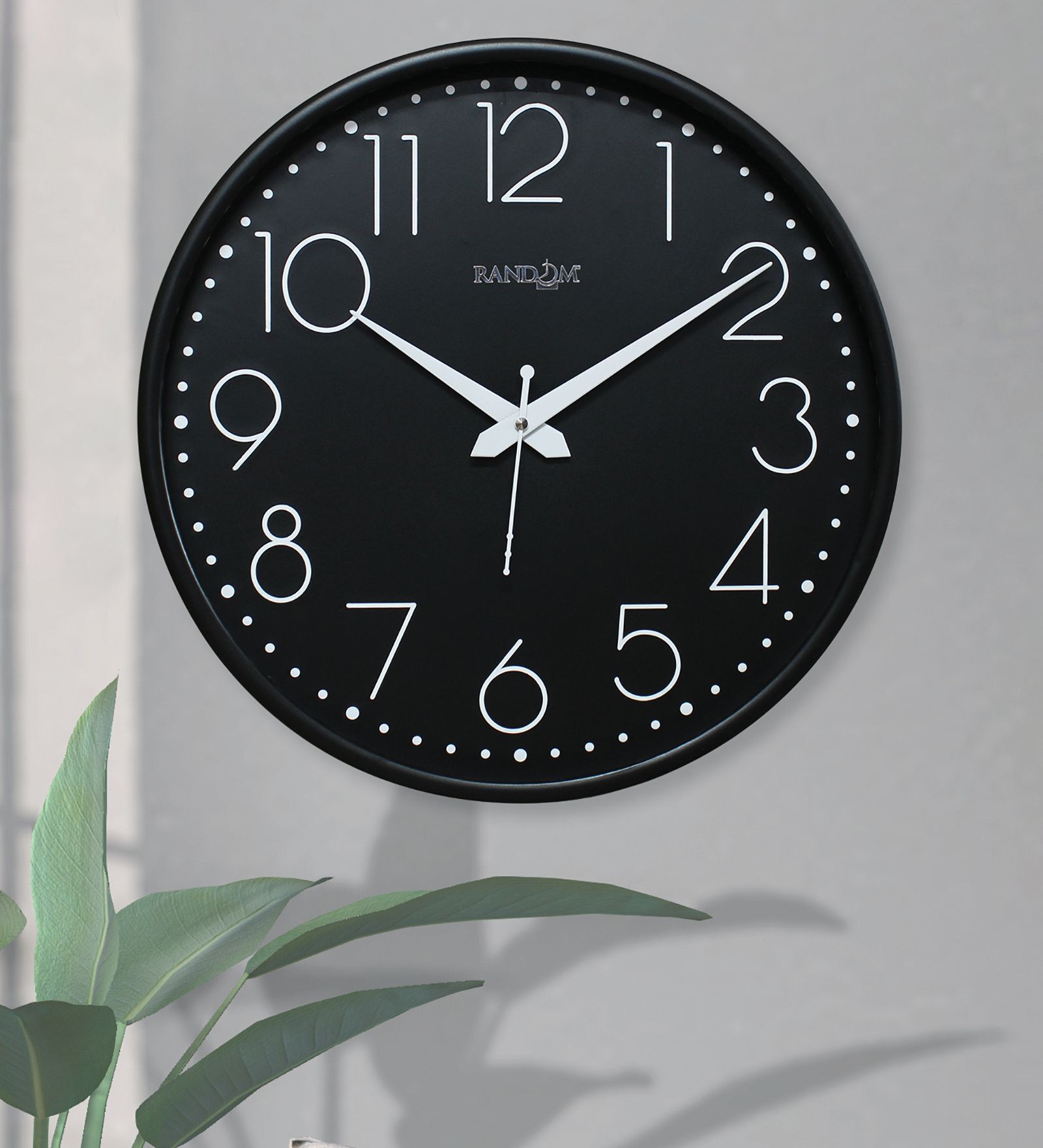 Black Plastic Embossed Modern Wall Clock, By Random 