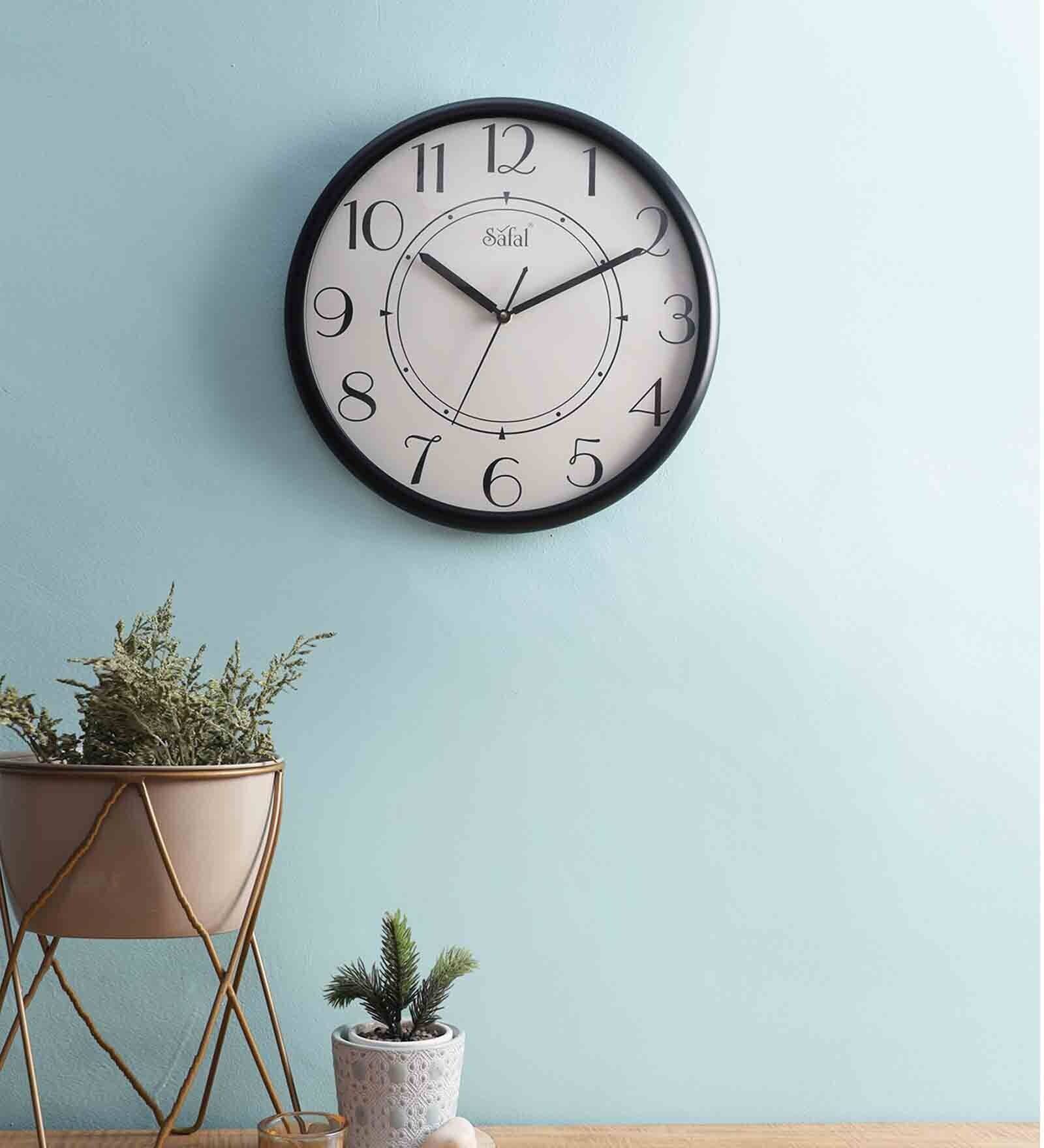 Buy Black Wooden Sleek Silent Sweep Mechanism Wall Clock At 17% Off By 