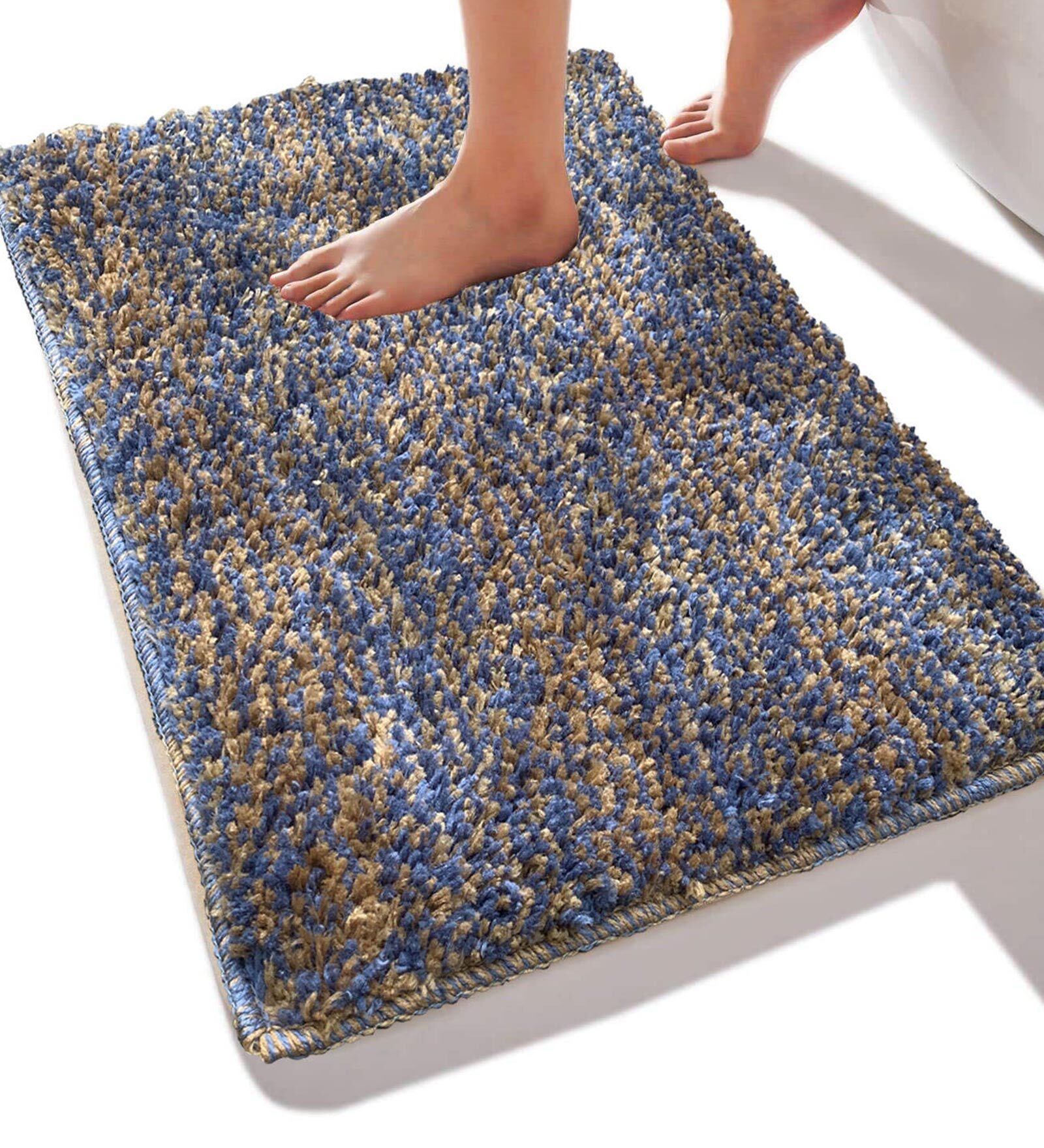 Blue Solid Microfibre 23×15 Inches AntiSkid Bath Mat