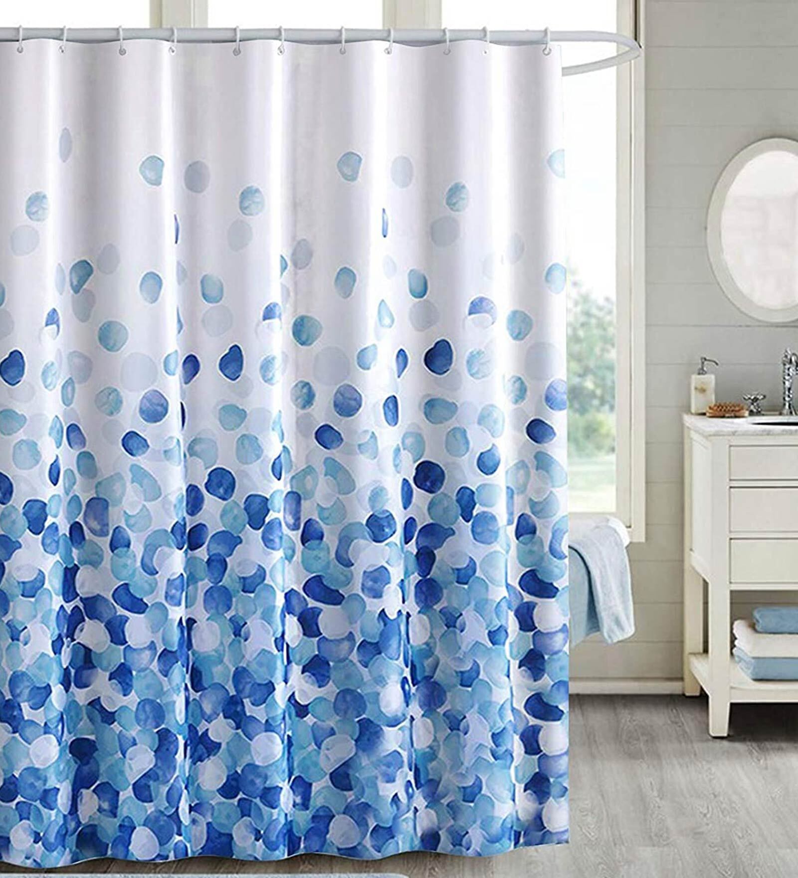 Buy Blue Shower Polyester 6 Ft Semisheer Eyelet Shower Curtain by