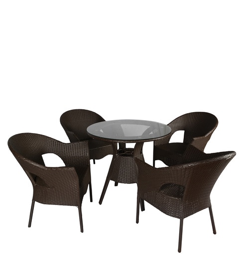 Buy Bliss Outdoor Patio Set In Brown Black Colour By Outkraft