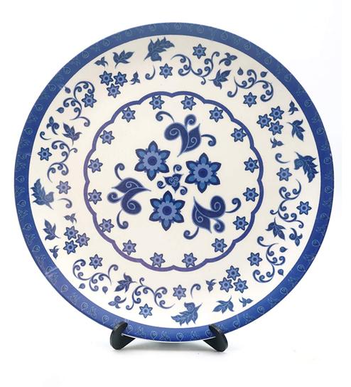 Buy Blue Ceramic Floral Blue Pottery Decorative Plate Showpiece By
