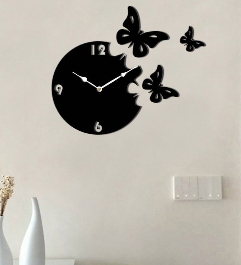 Buy Black Engineered Wood Novelty Wall Clock Online Novelty Wall