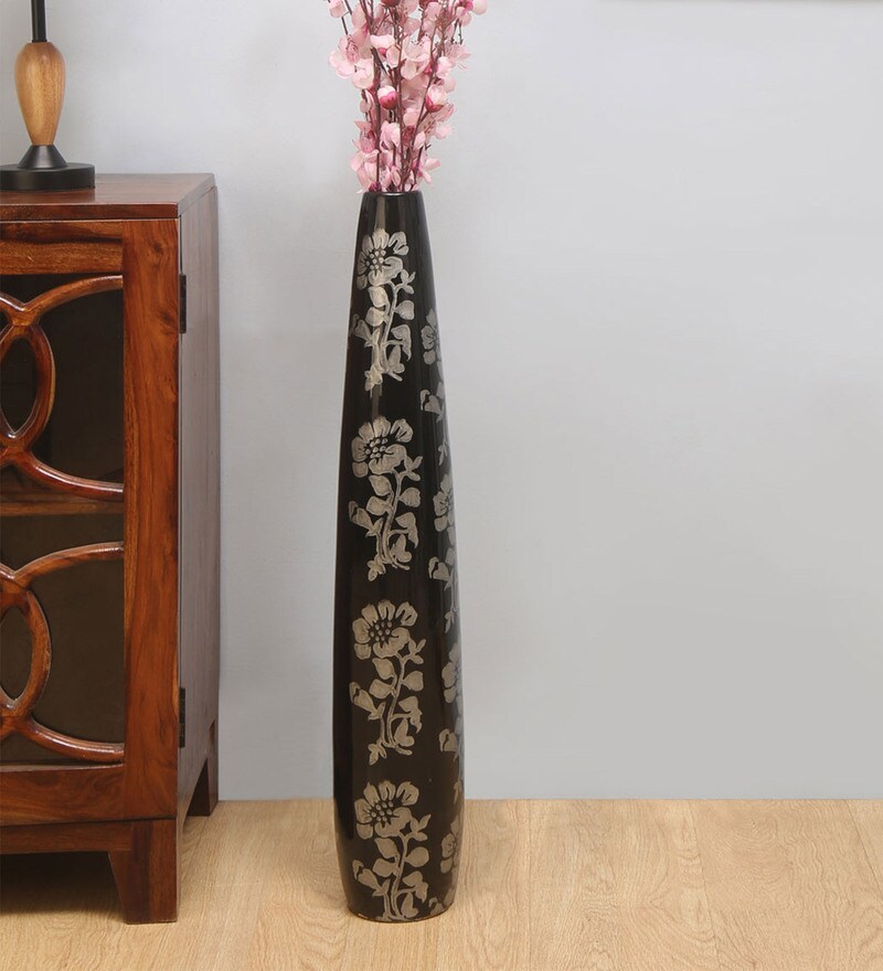 Buy Black Gold Blake Strip Large Ceramic Vase By Hometown Online