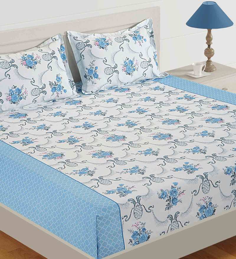 Buy Home Artisan Blue 100 Cotton 108 X 98 Inch Harper Floral