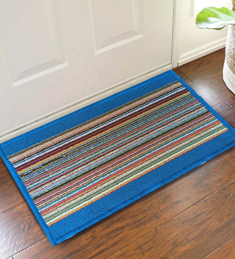 Buy Blue Plastic 15 6 X 23 6 Inch Door Mat Set Of 3 By Welcome