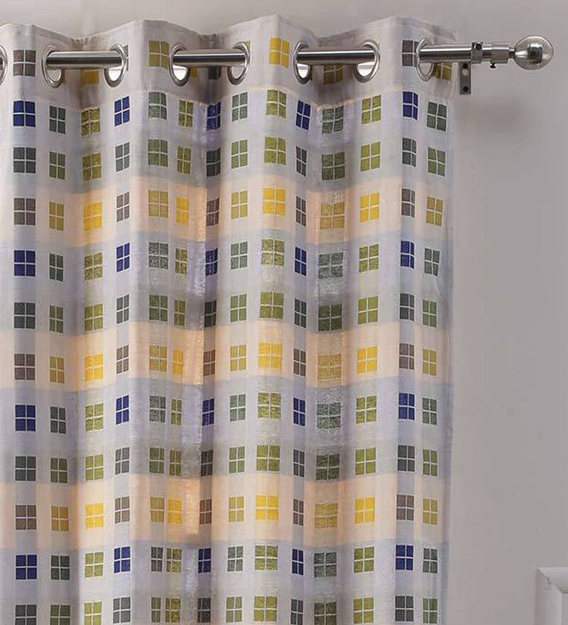 Buy Beige Polyester 46 X 90 Inch Jacquard Eyelet Door Curtain