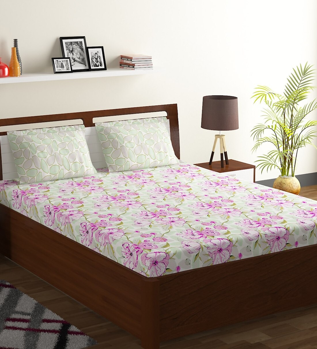 Buy Breeze Cotton 180TC Double Bedsheet with 2 Pillow Covers by Bombay