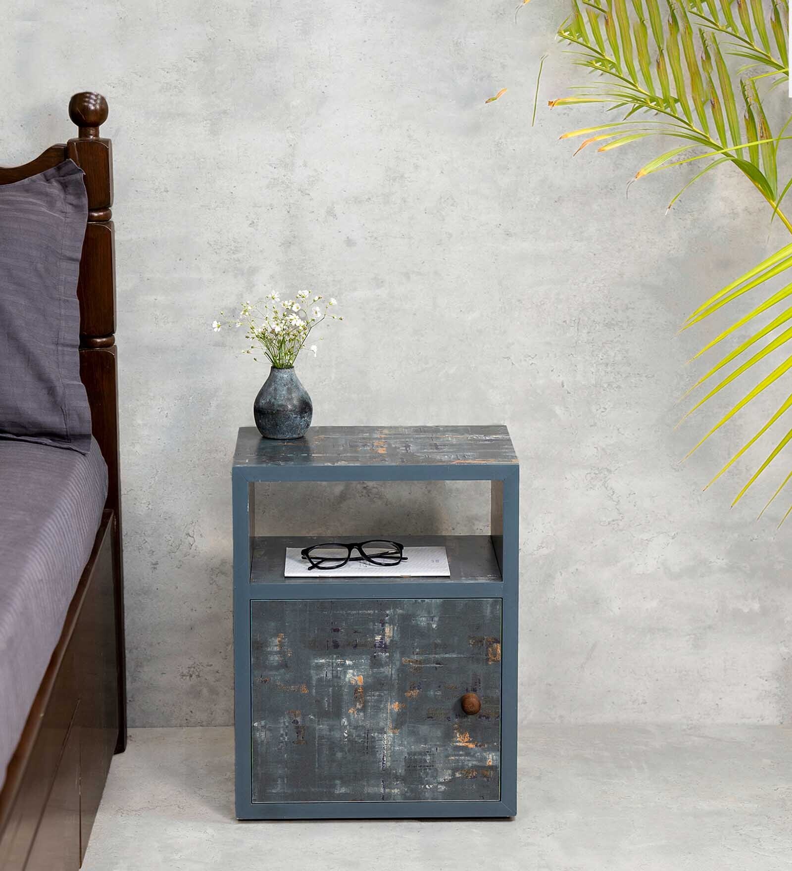 Buy Bohemian Tint Night Stand in Blue Finish Online - Eclectic Bed Side ...