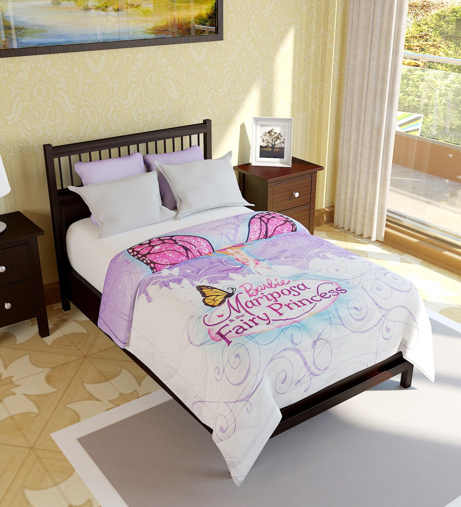 Buy Barbie Fairy Princess SingleSize Cotton Bed Quilt by Bombay Dyeing