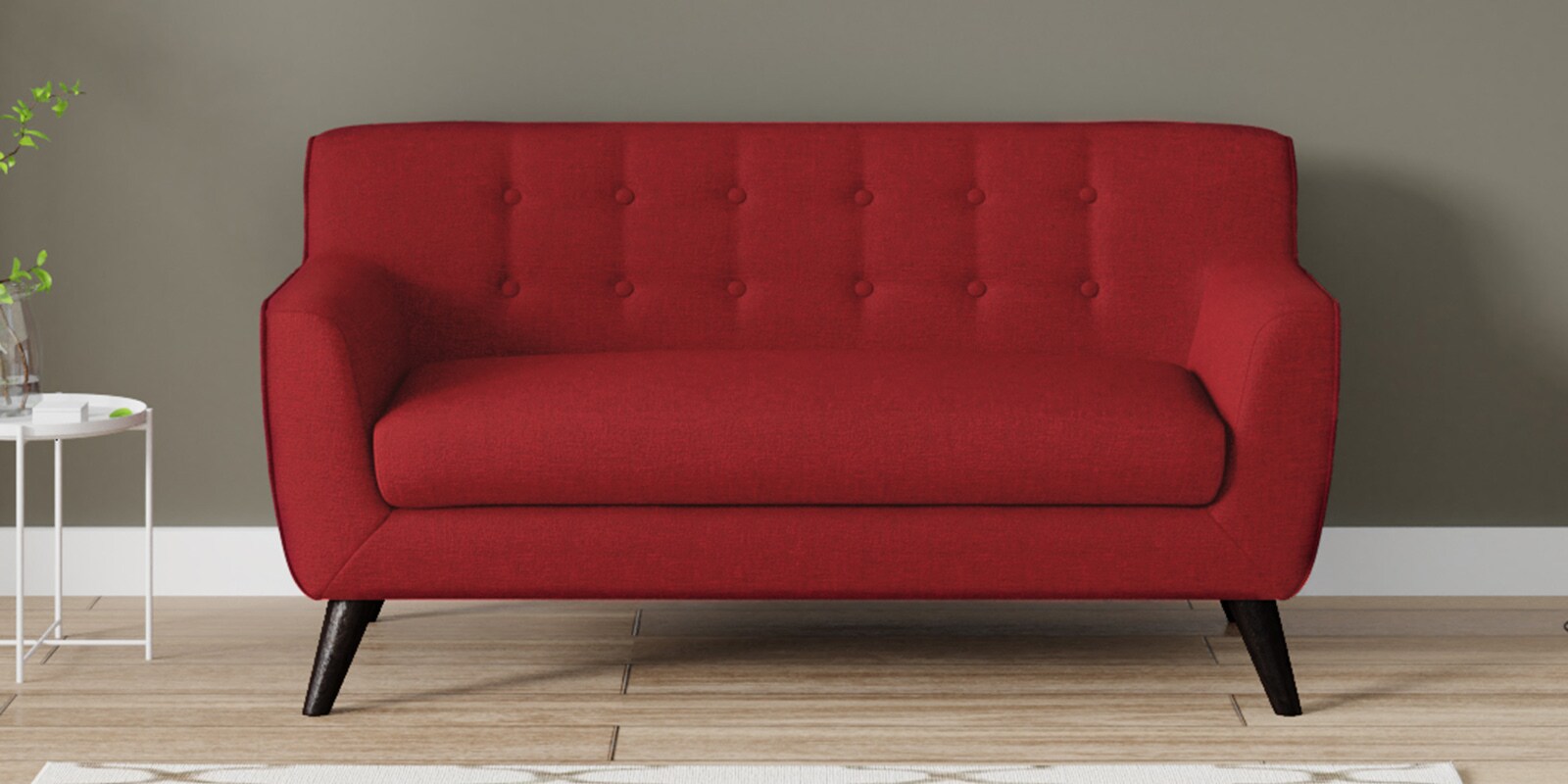 Buy Bogota 2 Seater Sofa in Red Colour CasaCraft Online MidCentury