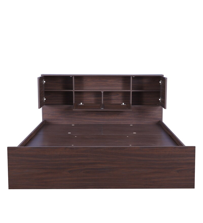 Buy Bolton Queen Size Bed with Storage in Walnut Finish by HomeTown