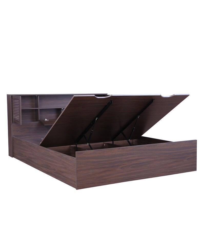Buy Bolton Queen Size Bed with Storage in Walnut Finish by HomeTown