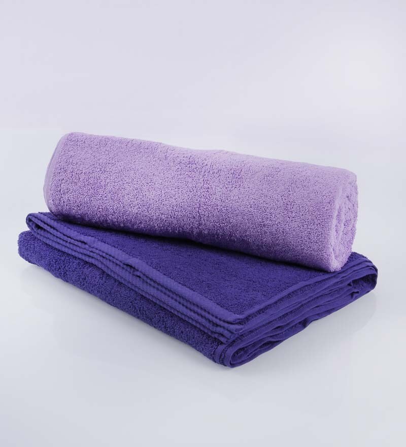 Buy Bombay Dyeing Purple & Blue Cotton Bath Towel Set of 2 Online