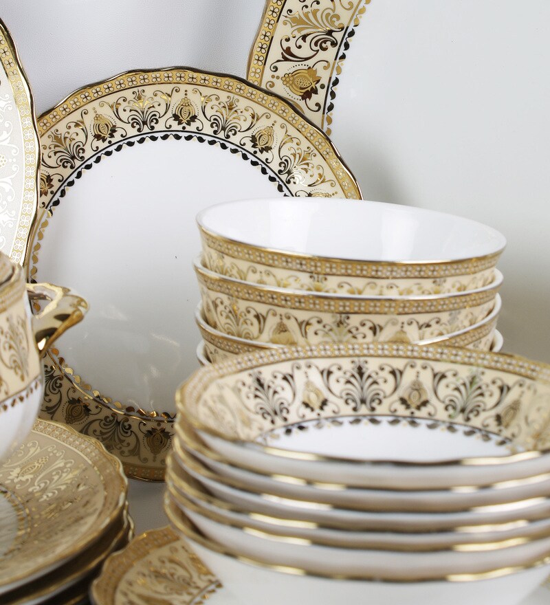 Buy Bone China Dinner Set Set of 21 by BP Bharat Online Bone China