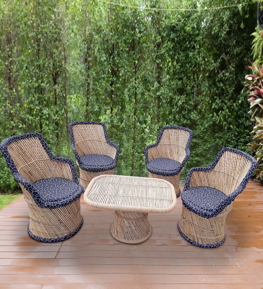 Buy Brampt Patio Set (4 Chair + 1 Table) by Eco Woodies Online Patio