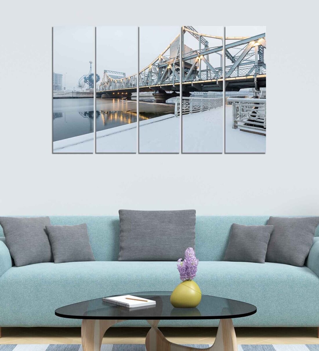 Buy Bridge View Wood Framed Velvet Laminated Art Print by Wens at 37