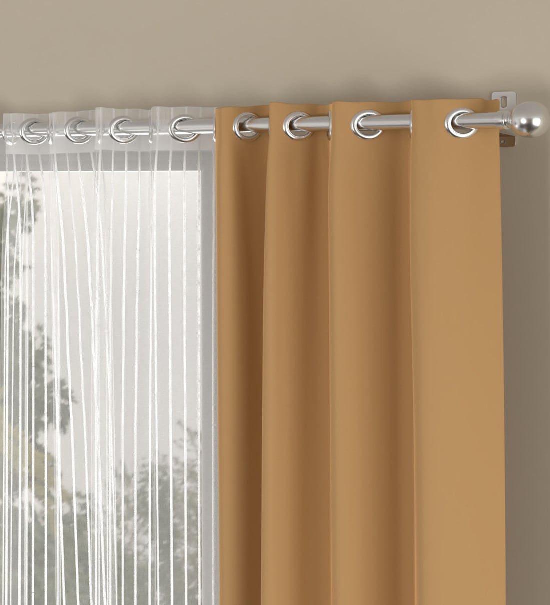 Buy Brown Solid Polyester 7 Ft Blackout Eyelet Door Curtains (Set of 4