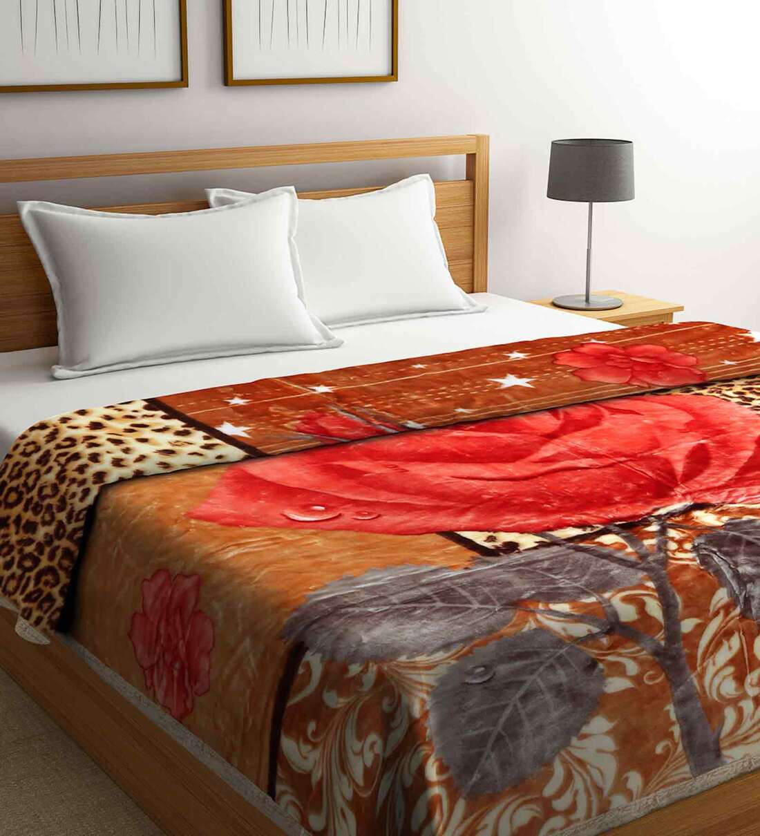 Buy Multicolor Floral Polyester 950 GSM Double Bed Blanket by Arrabi at