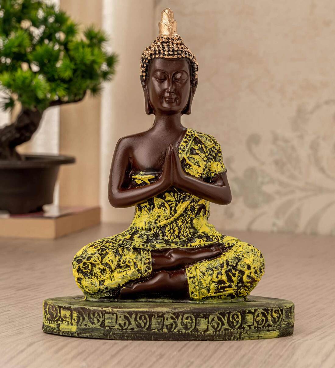 Buy Brown Yellow Polyresin 6.2 Inches Buddha Idol Statue By Tied ...