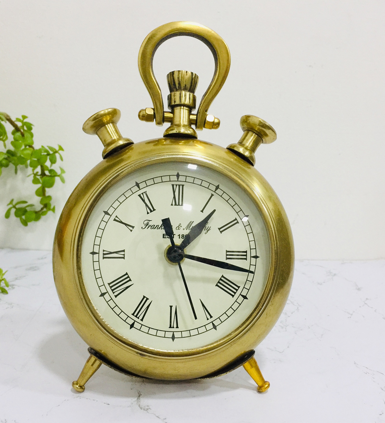 Buy Brass Analog Table Clock By The Advitya Online Table Clocks