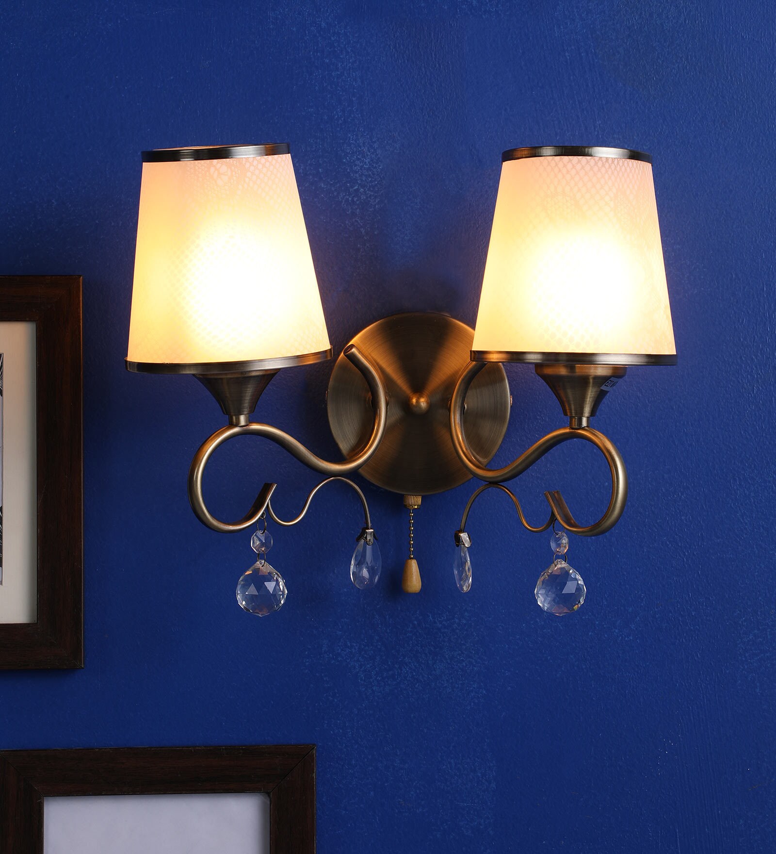 Buy Brass Crystal Wall Sconces by Stello Online Uplight Wall Lamps