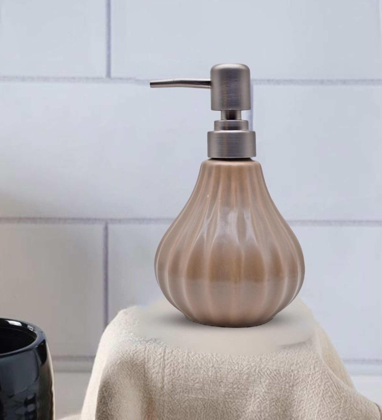 Buy Brown 300 ml Ceramic Liquid Soap Dispenser by Kookee at 20 OFF by