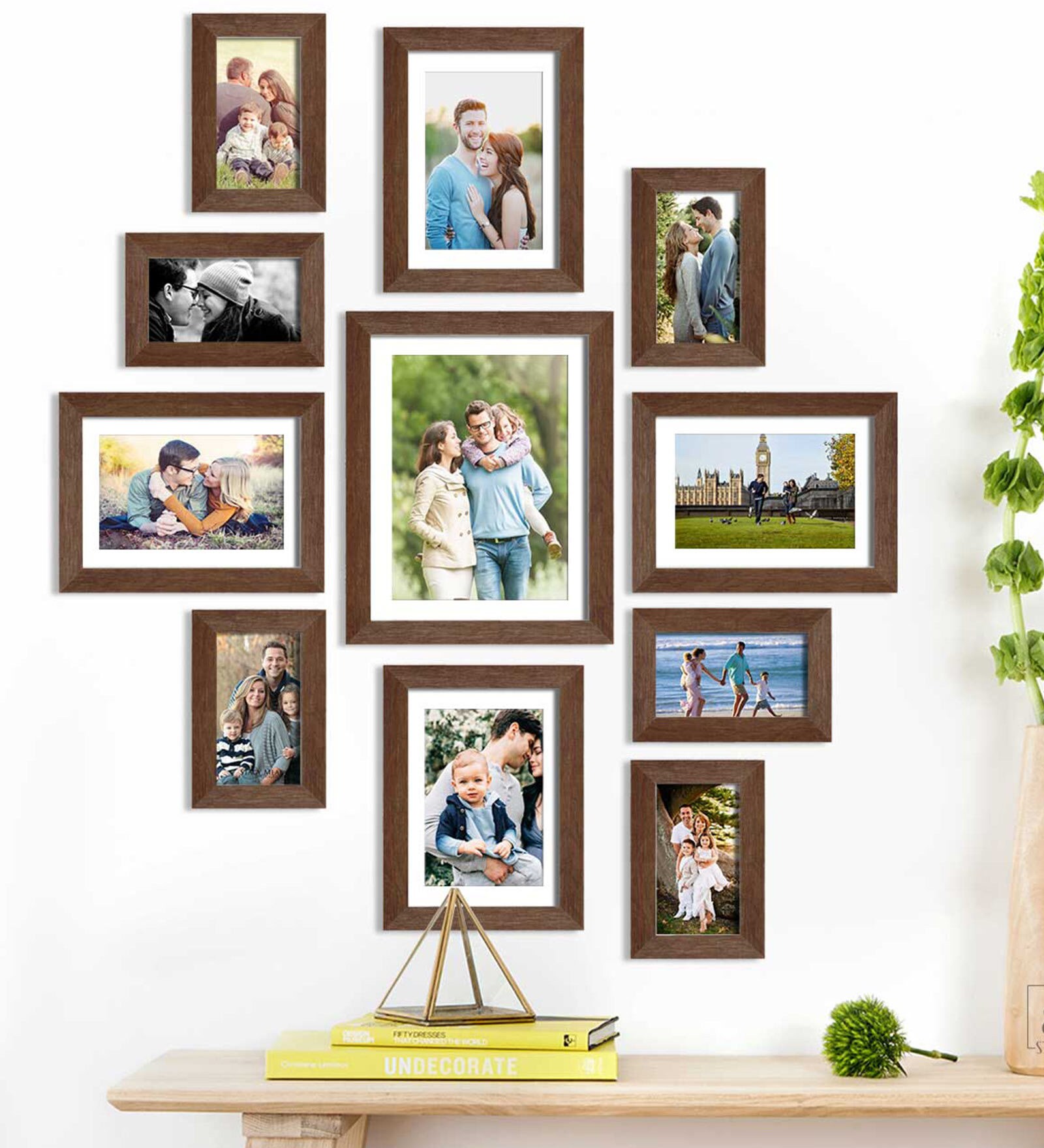 Buy Brown Polyresin Individual Set Of 11 Collage Photo Frames Online