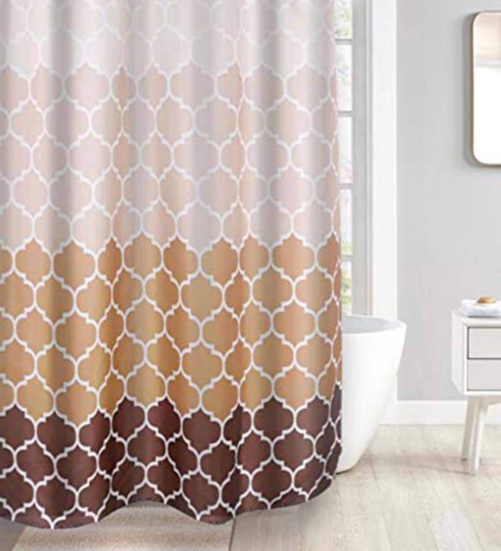 Buy Brown Shower Polyester 6 Ft Semisheer Eyelet Shower Curtain by