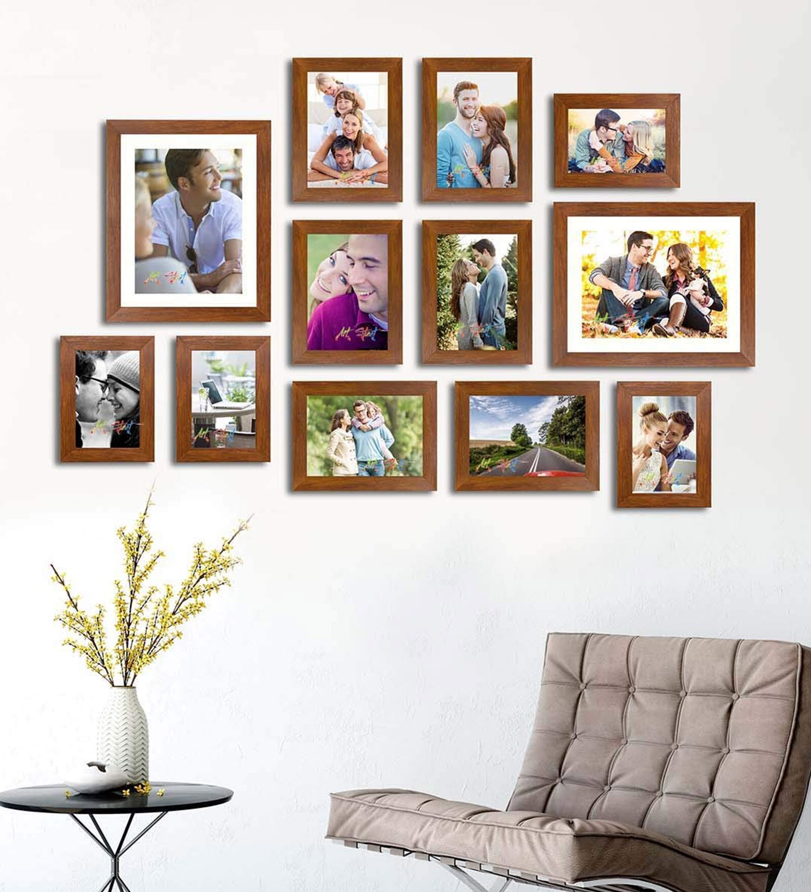 Buy Brown Wood Set 12 Collage Photo Frames Online Collage Photo
