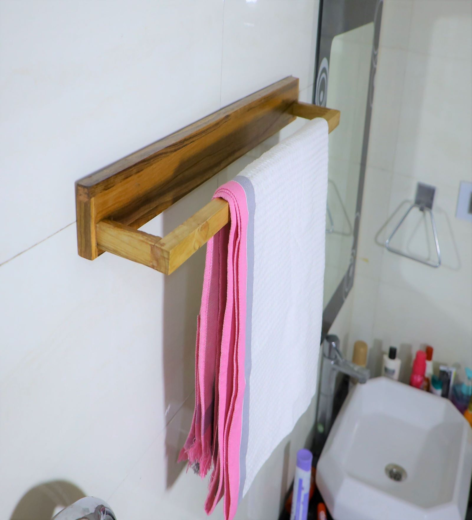 Buy Brown Wooden Towel Hanger For Bathroom Online - Towel Holders - Bath Accessories - Home ...