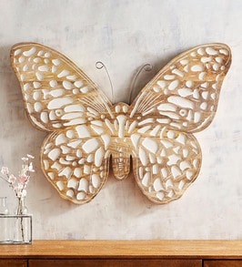 Buy Brown Solid Wood Butterfly Wall Art by Wooden Mood Online - Wooden