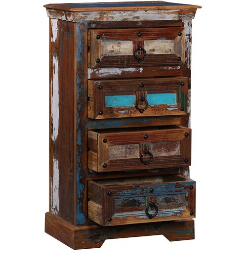 Buy Amerie Solid Wood Chest Of Drawers In Distress Finish By