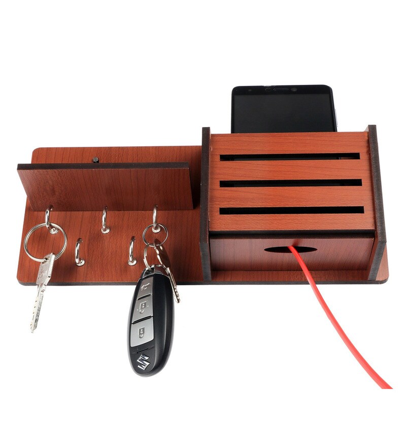 Buy Brown MDF SideShelf Pocket Key Holder by Sehaz Artworks Online