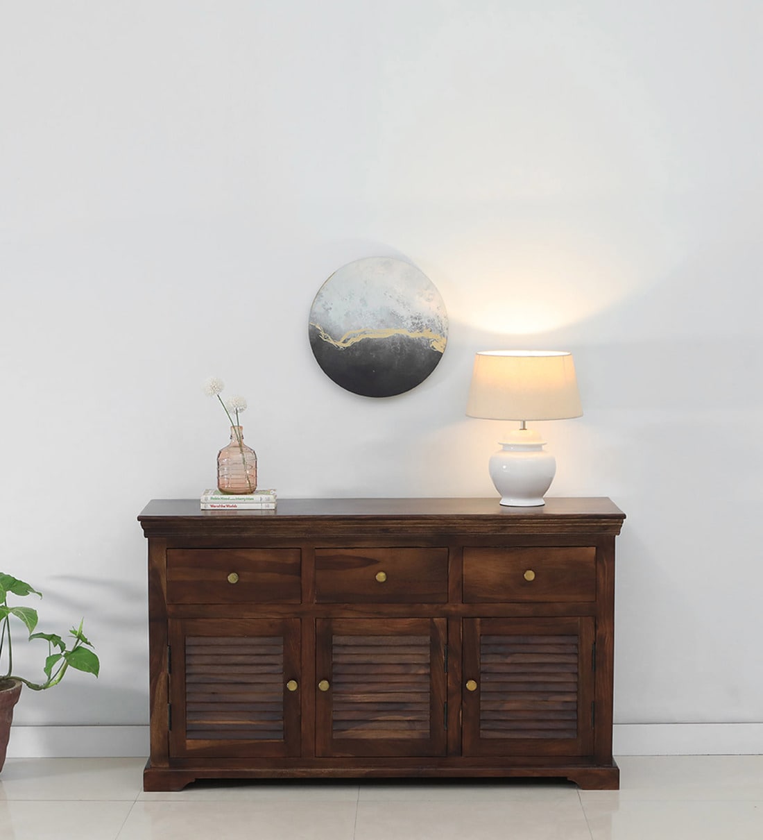 Buy Carleson Sheesham Wood Sideboard In Provincial Teak Finish Online