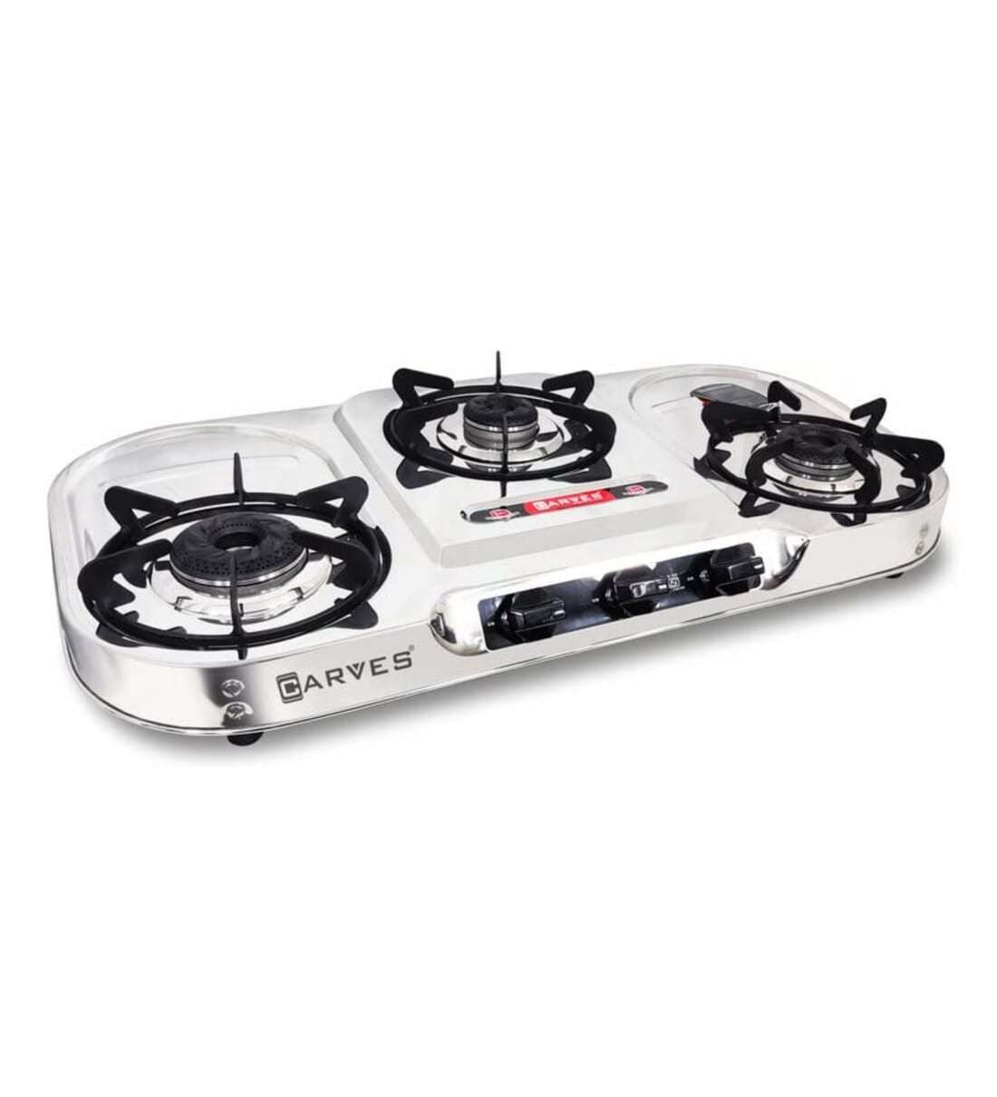 Buy CARVES 3 Burner Safari Stainless Steel LPG Gas Stove (Casting Heavy Pan Supports, ISI