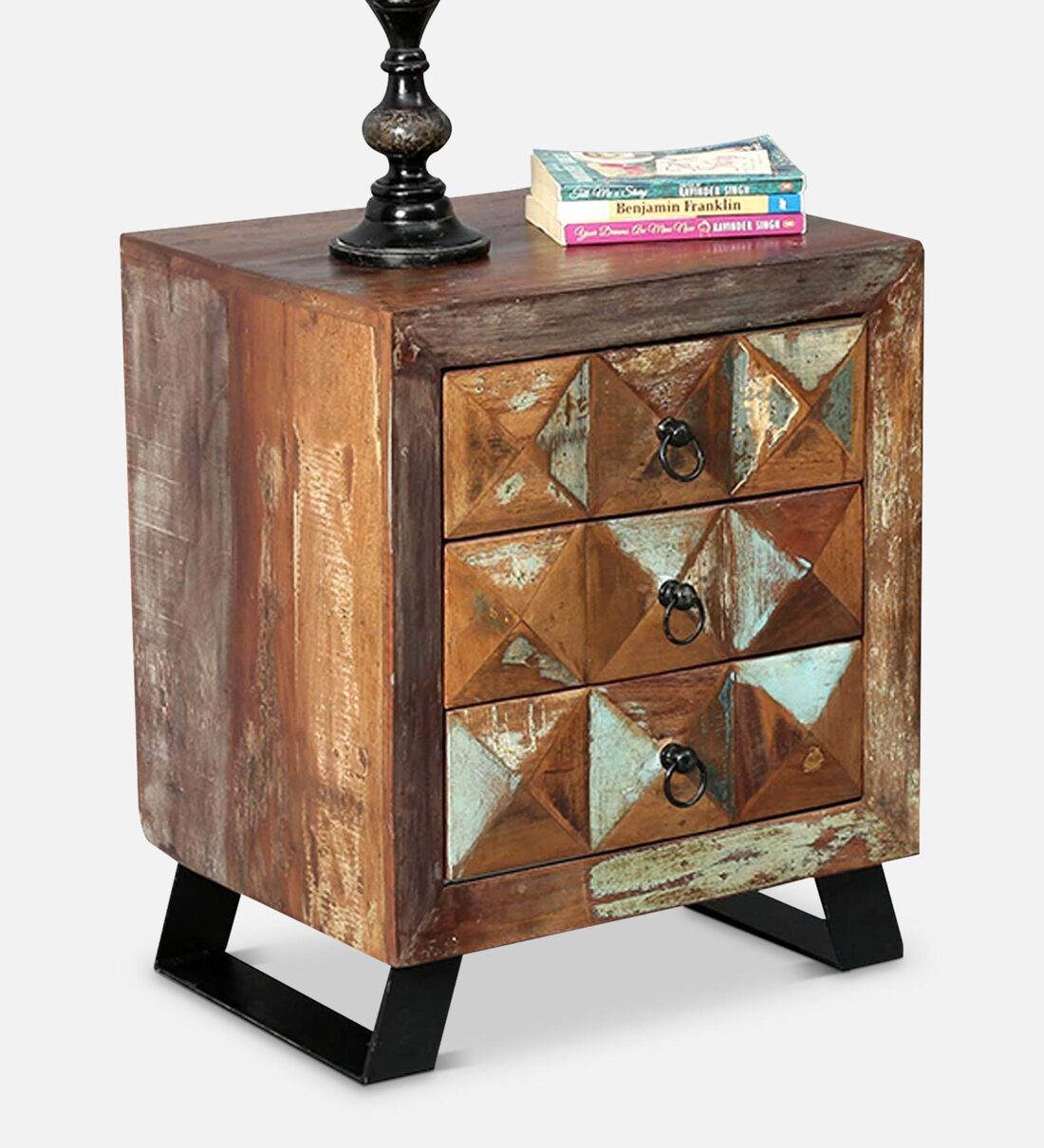 Buy Casilla Solid Wood Bedside Table In Distress Finish Online
