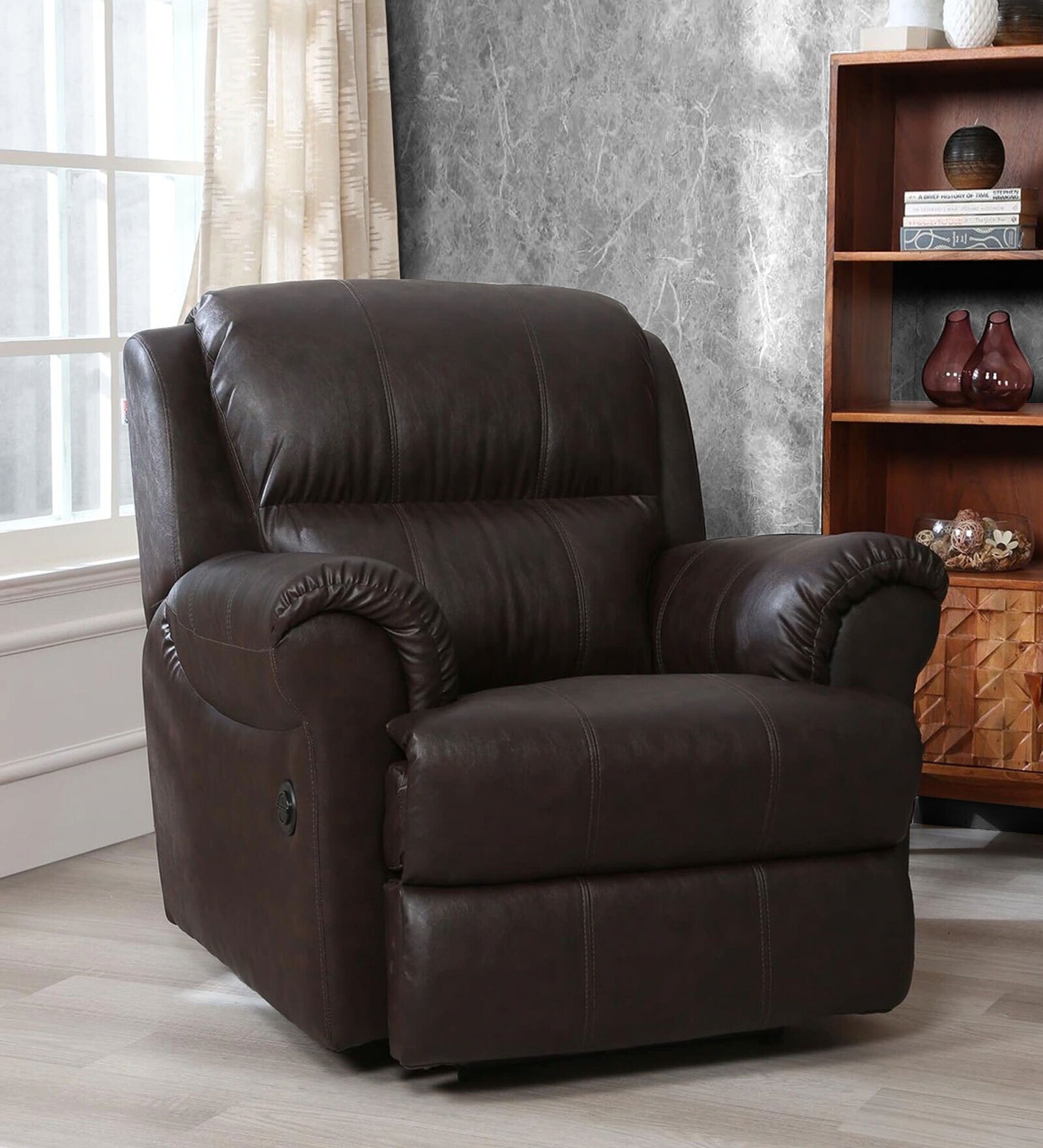 Buy Cami Leatherette 1 Seater Motorized Recliner in Dark Chocolate